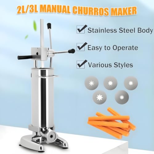 Churrera manual comercial de 3L con extrusora vertical y moldes para teterías y cafeterías 3