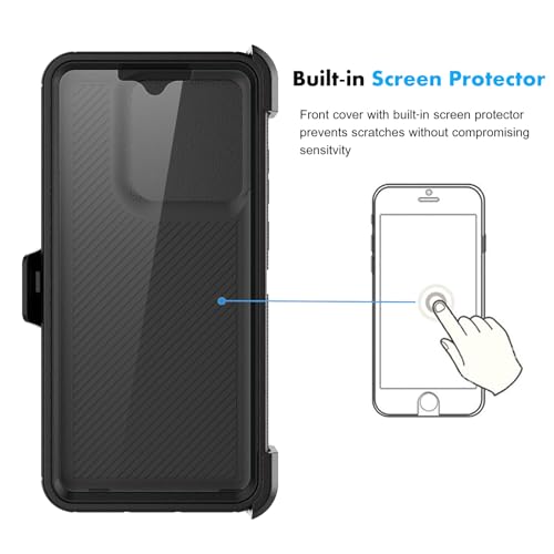 Njjex Rugged Case for Moto G Stylus 5G 2025, for Motorola G Stylus 5G 2025 Case with Belt Clip Holster, Built-in Screen Protector Heavy Duty Locking Swivel Holster Kickstand Hard Phone Cover [Black] by NJJEX - Image 4