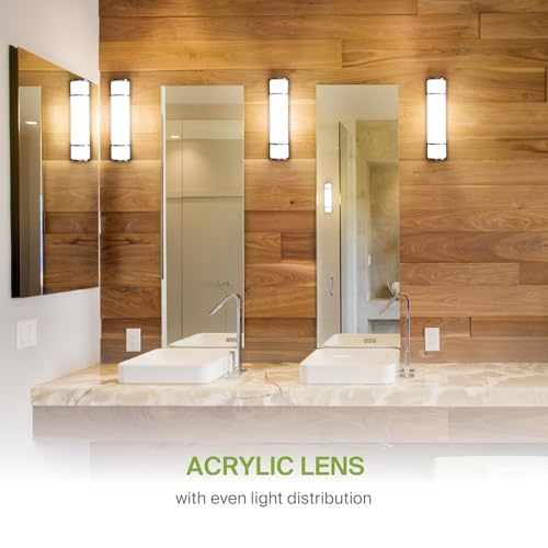 Image of ASD LED 24 inch Vanity Flush Mount Light Fixture, Linear Bathroom Lighting Bar | 3CCT, Dimmable, Energy Star, ETL Listed | 25W 1950LM 3000-5000K 120V | Long Tube Bath Wall Sconce Over Mirror | Black