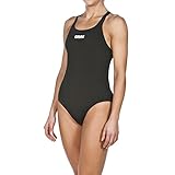 arena Damen Sport Badeanzug Solid Swim Pro (Schnelltrocknend, UV-Schutz UPF 50+, Chlorresistent), Black-White (55), 44