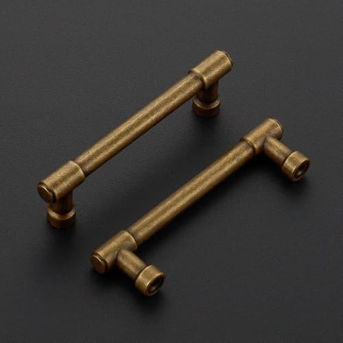Image of Ravinte Antique Brass Kitchen Pulls Cabinet Handles 3-3 /4 Inch 10 Pack