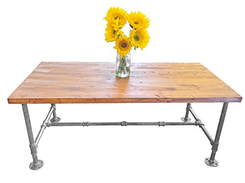 Large Industrial Vintage Style Steel Pipe Coffee Table