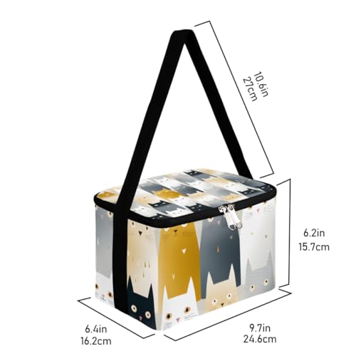 GzLeyigou Lunch Bags for Women Men 9 Cans,Cute Animal Cat Hot & Cold Food Delivery Bag Insulated Grocery Bag Insulated Lunch Box Cat Cooler Bag for Office Work Picnic Beach