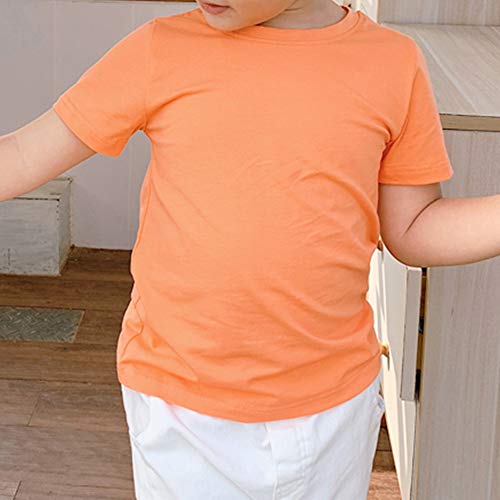 Image of KISBINI Little Girls Boys Short Sleeve T-Shirt Cotton Solid Tees for Toddlers