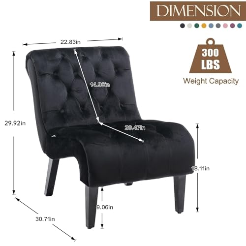 Sillón lounge terciopelo negro clásico miniatura 3
