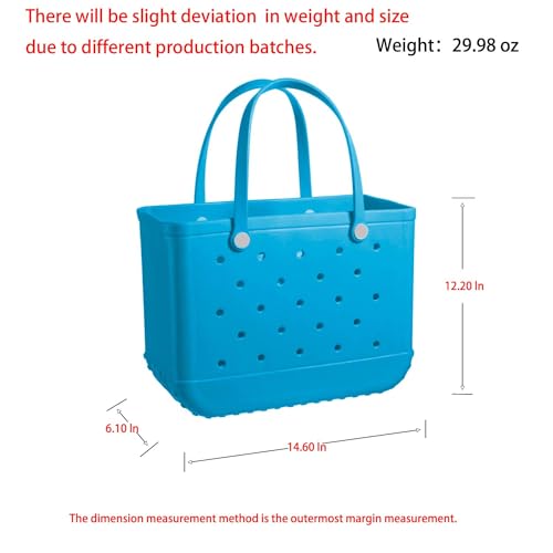 Beach Bag Rubber Tote Bag - Waterproof and Sandproof Tote Bags Outdoor Portable Handbag for Sports (Bright Sky Blue)2