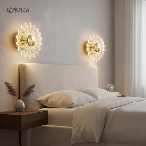 Image of Spiral Pattern 3-in-1 LED Wall Light Decorative Lamp with Golden Center Artistic Accent Lighting for Living Room Bedroom Hallway & Home Decor (Artistic Flower Wall Light, Pack of 2)