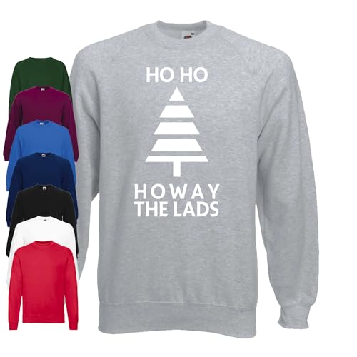 Image of Ho Ho Howay The Lads Newcastle Christmas Jumper | Funny | Novelty | (UK, Alpha, XXL, Regular, Regular, Heather Grey)
