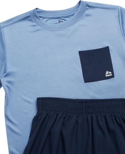 Image of RBX Boys Athletic Shorts Set - 2 Piece Lightweight Short Sleeve Performance T Shirt and Woven Pull-On Running Shorts for Boys