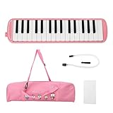 32 Keys Melodica Mundstück, Blasinstrument für Anfänger, Kinder Musikunterricht, tragbare Klavier Mundharmonika mit flexiblem Rohr