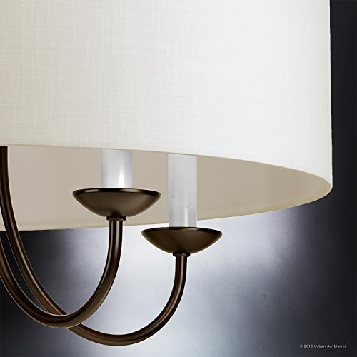 Urban Ambiance Luxury Transitional Chandelier, Medium Size: 21.125" H X 21.625" W, With Provencial Style Elements, Olde Bronze Finish And White Textured Shade, Uhp2281 From The Aurora Collection #TOP3