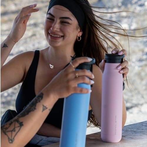 Ponoleta Slim Water Bottle, Stainless Steel with Straw, Standard Mouth for Sports and Travel, Double Vacuum Insulated, BPA-Free, Leak Proof