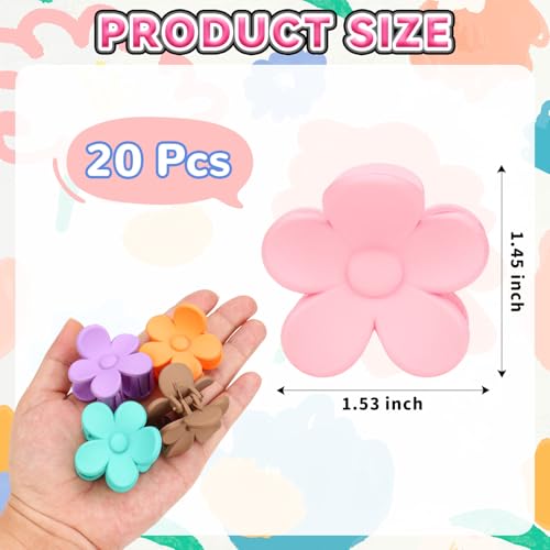 20 Pinzas de Plástico para Cabello con Flores Pequeñas miniatura 2