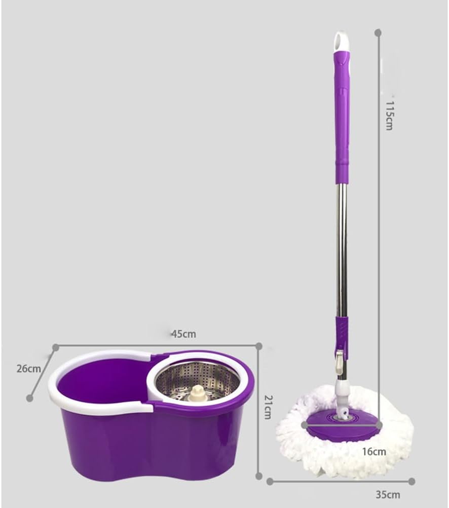 Eight-Shaped Bucket Dual-Drive Household Hands-Free Lazy Mop Bucket Spin Dryer Mop Bucket with 2 Mop Heads for All Hard Floors