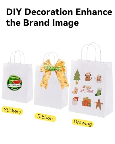 BAG BOX 100 Pack White Gift Bags