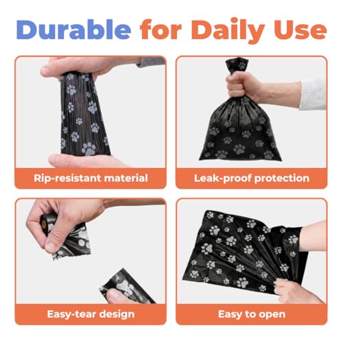 Image of Best Pet Supplies Dog Poop Bags for Waste Refuse Cleanup, Doggy Roll Replacements for Outdoor Puppy Walking and Travel, Leak Proof and Tear Resistant, Thick Plastic - Black, 150 Bags
