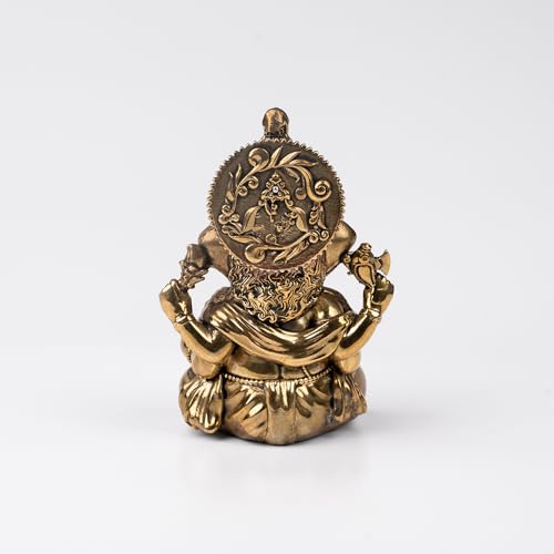 Image of Artarium Brass Vighnaharta Lord Ganesha Statue Car Dashboard (Height 3.5inch), Small Ganpati ji Murti for Car Accessories, Home Decor, Office Gifting and Pooja Room - Gold Finish