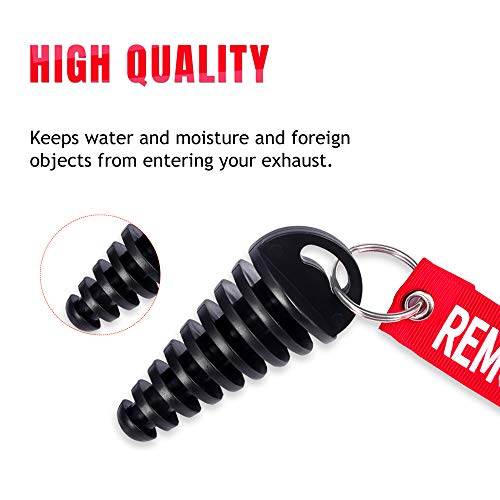 Image of 0.6 inch-1.5 inch Muffler Exhaust Wash Plug, Motorcycle Dirt Bike 2 Stroke with Keychain Tag with Key Ring Engine ATV Quad Rubber Exhaust Silencer - Black