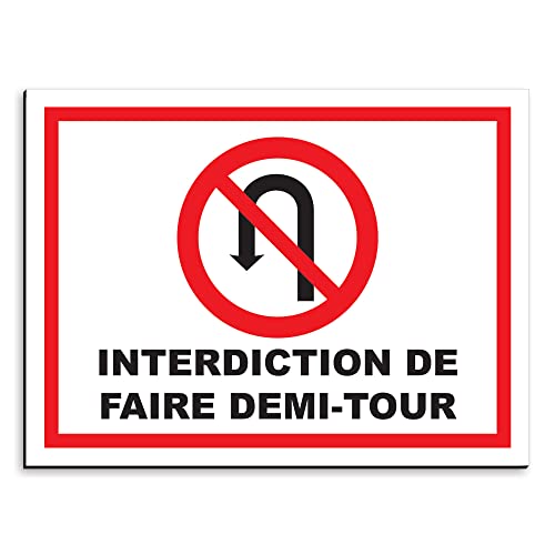 Mygoodprice Plaque de signalisation Interdiction de faire demi-tour en aluminium 30x20 cm