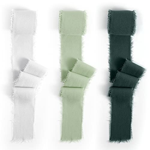 3 Rollen Chiffonband, Chiffon Silk Ribbon,3.8cm*6m, 3 rolls Handgefertigte Fransen-Chiffon-Bänder, Festival, Dekoration, DIY Handwerk, Blumensträuße(3 Farben) Cover