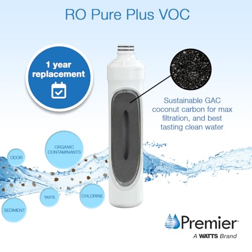 Image of Watts Premier WP105381 VOC Filter RO Pure Plus Reverse Osmosis Water Filter Replacement Kit, 1 Count, Silver