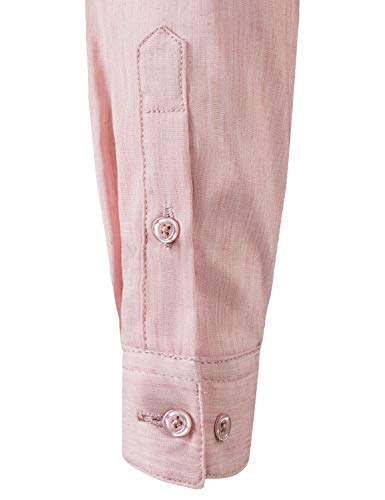 Doublju Womens Slim Fit Plain Classic 3/4 Sleeve Button Down Collar Shirt Blouse Peachheather M #TOP4