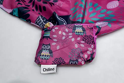 Chilino Uil roze opvouwbare boodschappentas, groot en stabiel, milieuvriendelijk, polyester, rood, 47 x 41 cm - Image 6