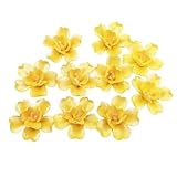 10 PCS 3D Flower Ceramic Tiles,1.6' Handmade Procelain Ceramic Flowers for Artwork,Fish Tank,Vases,Living Room, Dining Table,Office, Home Floral Decor (Double-Flowered Iridescent Yellow)