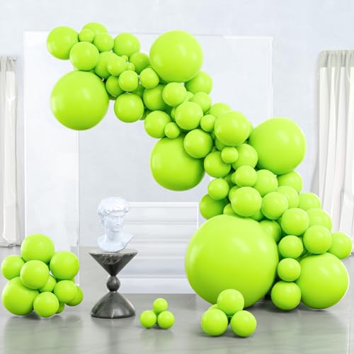 PartyWoo Lime Green Balloons, 100 pcs Lime Balloons Different Sizes Pack of 36 Inch 18 Inch 12 Inch 10 Inch 5 Inch Yellowish Green Balloons for Balloon Garland or Arch as Party Decorations, Green-Y6 - 2