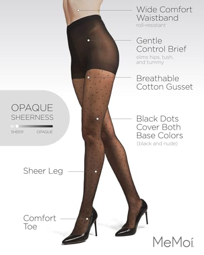 Image of MeMoi Women's Petite Point Dot Pattern Sheer Fashion Tights