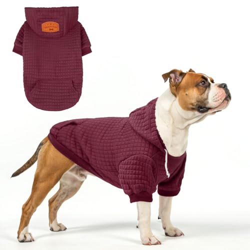 Image of BEAUTYZOO Dog Hoodies Sweater for Large Dogs,Waffle‑Like Laminated Pet Coat | Warm Dog Sweatshirt with Pocket & Leash Hole,Pullover Clothes for Girl Boy Dogs,Stretchy & Easy‑On‑Off,Labrador & Great Danes