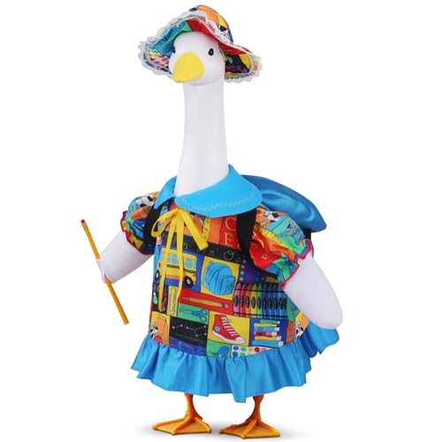 Pextian Cute Classroom Goose Outfits, 23” Back to School Porch Goose Outfit, First Day of School Goose Clothes for School Decor, Outdoor Lawn, Yard, Patio
