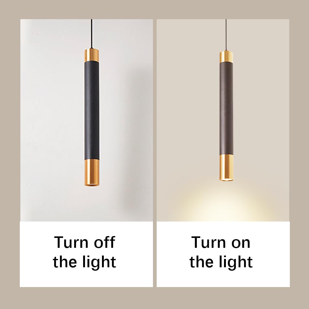 Lampada a Sospensione Ultrasottile a Tubo Lungo, luci a Sospensione a Flauto Nero, lampadario lineare in Metallo, Moderne lampade a Sospensione a LED - 3000K, lampadario Decorativo a Goccia da ba