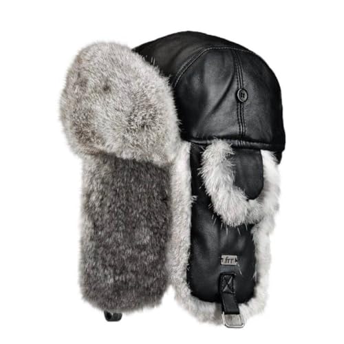frr Kids Leather Rabbit Fur Aviator Hat