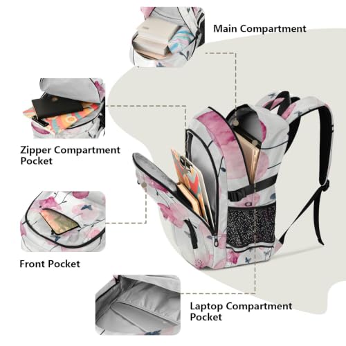 Mochilas de viaje para San Valentín con flores mochila para laptop de 17.5 pulgadas 5