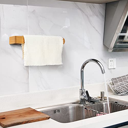 /G Self Adhesive Bamboo Towel Holder -- No Drilling Hand Towel Ring Strong Hold Self Adhesive Bathroom Towel Bar Bamboo Towel Rack Sticky Towel Hanger For Kitchen Living Room Bedroom thumb #4