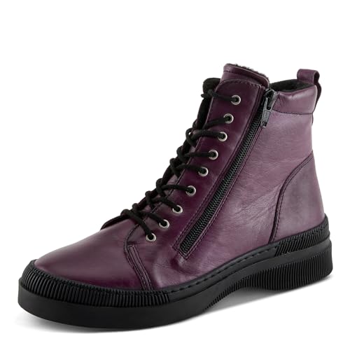 Spring Step Women's HOYLEIN Combat Boots with Double Zipper, Rich Leathers, and Removable Insoles