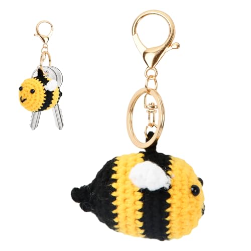 Shengxi Llavero Abeja Llavero Linda Abeja de Ganchillo Llavero de Abejorro de Peluche Lindo Colgante de Abeja para Bolso, Monedero