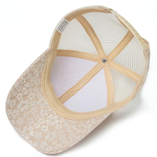 Gorra de béisbol para mujer con diseño de malla y visor floral miniatura 4