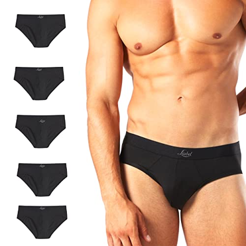Liabel® 5 Calzoncillos Hombre Slip Microfibra sin Costuras íntimas Bragas Hombre Coloridas a la Moda Blancas Negras (5 Negros, L-XL) Cover