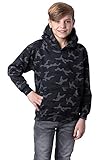 Mivaro Jungen Pullover Camouflage, Army Hoodie, mit Kapuze, Größe:152/158, Farbe:Grau
