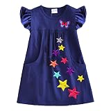 VIKITA Toddler Kid Girls Summer Casual Sequin Short Sleeve Blue Dress SH5808 4T