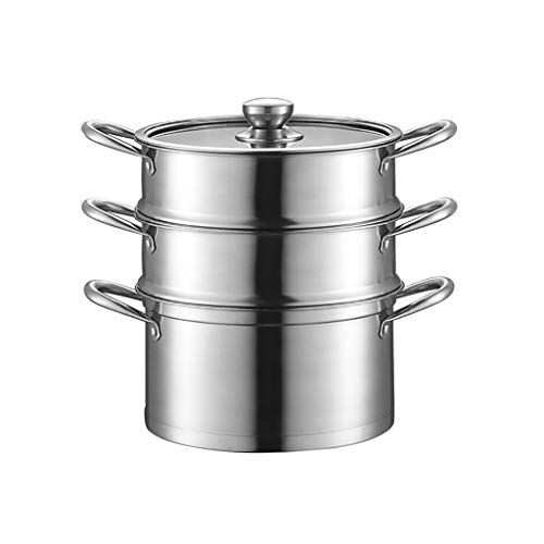 DXYDZSWD 304 Vapor del Acero Inoxidable/Sopa Pot 3-Capa de hogar con Steamer 22cm / 24cm / 26cm / 28cm Espesada Adecuado for Cocina de Gas/Cocina de inducción adecuados for 1-6 Personas(26cm)