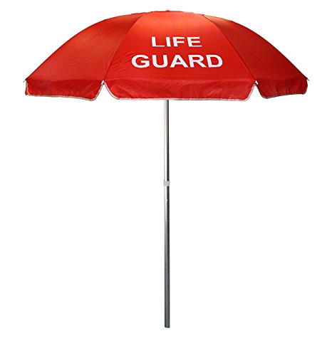 Aquatic Technology Nylon Lifeguard Umbrella with Tilt - 6-1/2 Foot Diameter - Imprinted (Red)