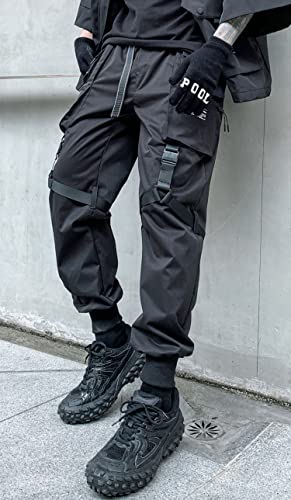 Men's Cyberpunk Buckle Straps Harem Pants with Pockets4
