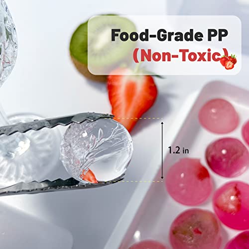 Ice Cube Tray, Round Ice Cube Trays For Freezer, Circle Ice Balls Maker Mold Making 1.2In X 99Pcs Sphere Ice Chilling Cocktail Whiskey Coffee, 3 Pack Ice Trays With Lid & Bin & Tong & Scoop (White) #TOP3