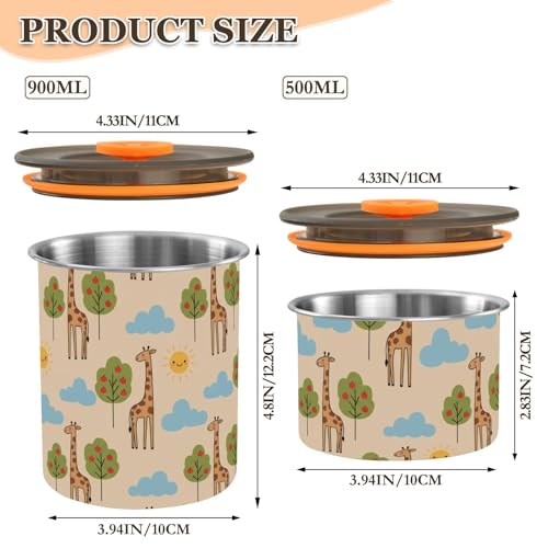 Contenedor hermético de acero inoxidable beige con diseño infantil para café 900ml miniatura 2
