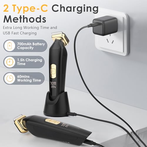 Anluomania Afeitadora Corporal Masculina, Depiladora Corporal Hombre con Luz LED, Base de Recarga USB, IPX7 Impermeable, Seco y Húmedo, para Barba, Axilas, Pecho, Piernas y Zonas Íntimas - imagen 5