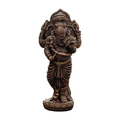 gartendekoparadies.de Statue des Göttlichen Ganesha, Steinfigur, H. 99 cm, 74 kg, Frostsicher aus Steinguss für Außenbereich, Gold