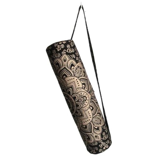 ICC Black Gold Mandala Full-Zip Exercise Yoga Mat Carry Bag Gym Beach Pilates Carrier Bags Hippie Mandala Indian Cotton Bag